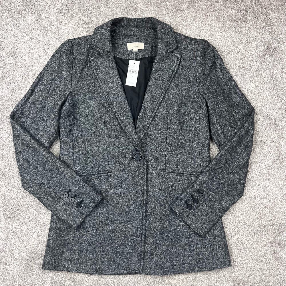 NWT! Beautiful Loft Grey Wool & Poly Blazer size 2
